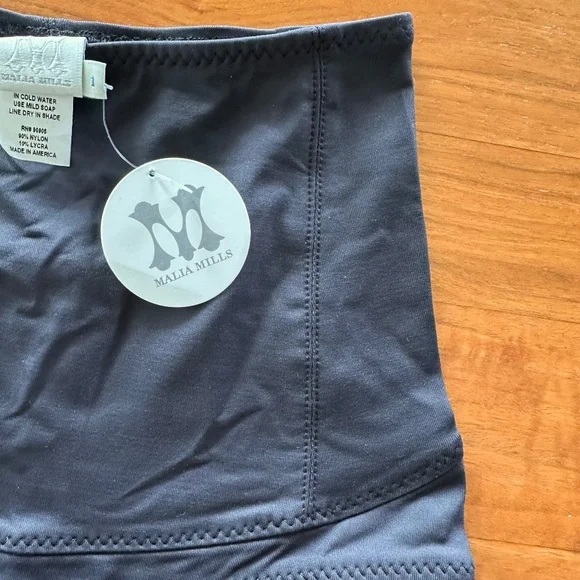 NWT *Luxe* Malia Mills High Waist Swim Bikini Bottom -  Black Size 1 - Picture 2 of 8